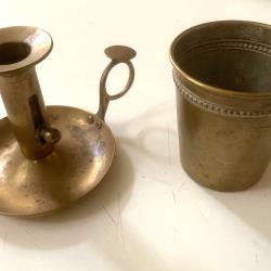 Bougeoir et gobelet laiton