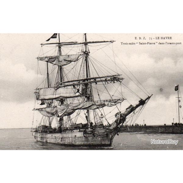 Carte Postale Ancienne Bateau Trois-m�ts Saint-Pierre Le Havre -N�7724