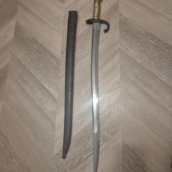 Ba&iuml;onnette fran&ccedil;aise mod&egrave;le 1874 Gras + fourreau d'origine m&ecirc;me numero