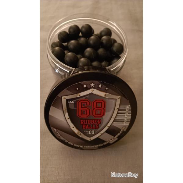RUBBER Balls Cal .68 - Billes caoutchouc durci - Bo�te de 100