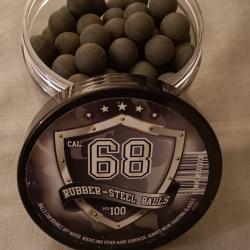 RUBBER Balls billes Caoutchouc charg&eacute; de M&eacute;tal Cal .68 type T4E- Bo&icirc;te de 100