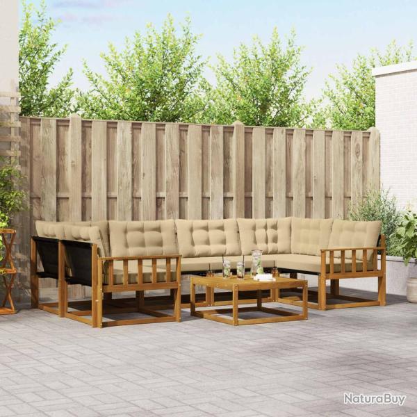 Ensemble de salle � manger pour jardin 9 pcs Noir et Beige