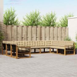 Ensemble de canap&eacute; de jardin 6 pcs Marron et Cr&egrave;me polyrotin