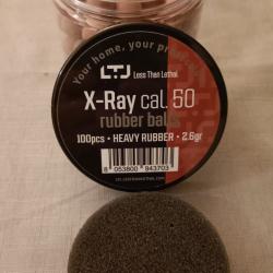 Billes caoutchouc LTL X-Ray lourde cal.50 type T4E - Boite de 100
