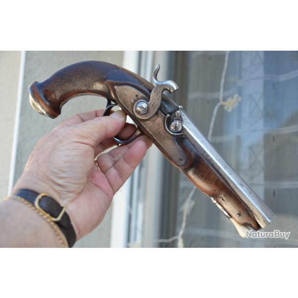 Beau  Pistolet d'officier � percussion vers 1820 Baguette Ivoire