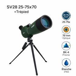 Longue Vue 25-75x70 SV28 Tr&eacute;pied Zoom Prisme BK4 Optique &Eacute;tanche Chasse Outdoor