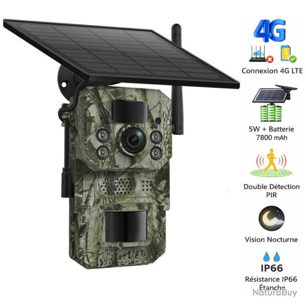 Cam�ra Chasse Trail 4G 4MP Solaire PIR Vision Nocturne Outdoor