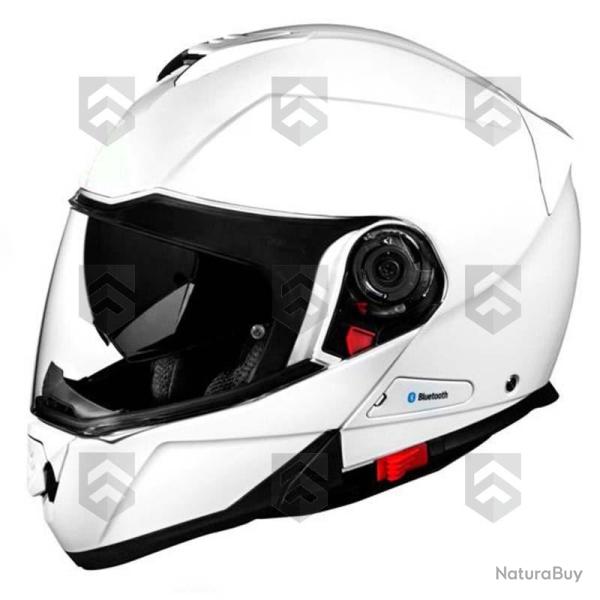 Casque Modulaire Moto Blanc Luxe - Double Ecran - "Pinlock Ready" - Taille M