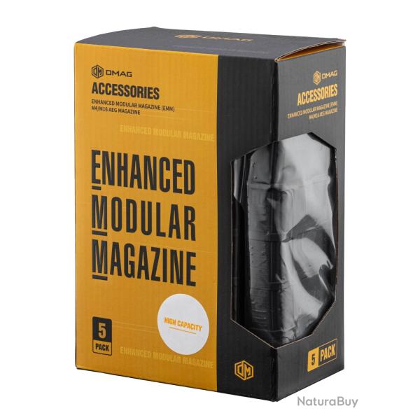 Chargeur AEG High-cap M4 noir 350 coups - Pack 5 chargeurs M4 AEG DMAG 350 BB's