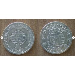 Mozambique 10 Escudos 1955 Piece Argent Colonie Portugal Centavos
