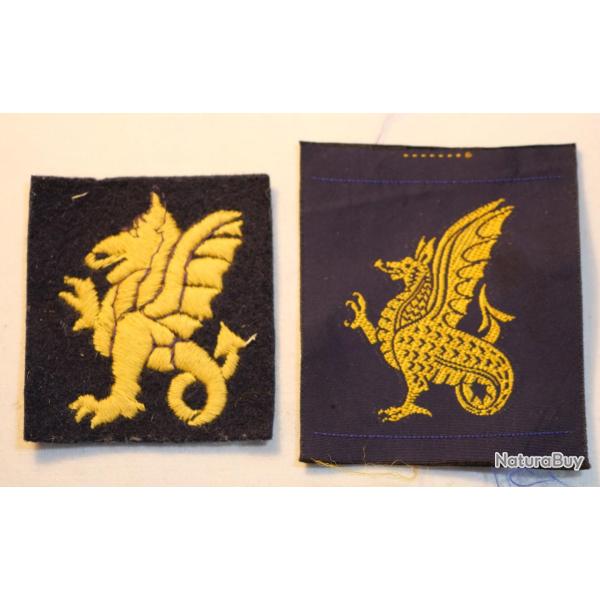 Deux patchs d'�paule 43rd Welsh Division Cloth Formation Sign Badge WWII British ref SDC24KAM019