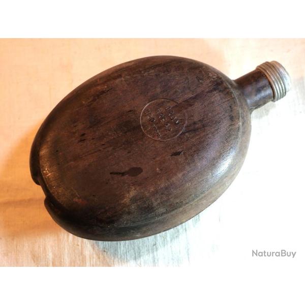 Gourde  noix coco tropicale troupe d'occupation en Normandie 1944 - WWII REF lib B