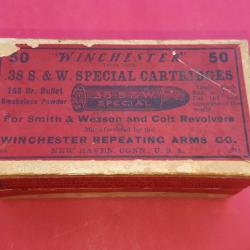 Boite vide fabrication  Winchester 50 Cartouches 38 S&W Smokeless d'origine