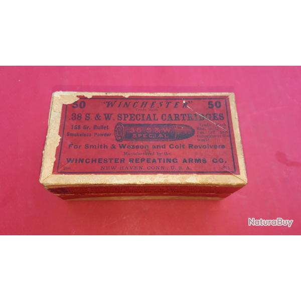 Boite vide fabrication  Winchester 50 Cartouches 38 S&W Smokeless d'origine