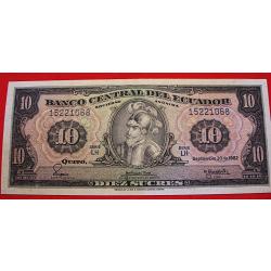 Equateur, billet de 10 sucres 1982 sup
