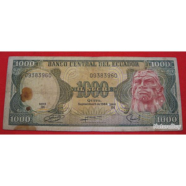Equateur, billet de 1000 sucres 1984 TB