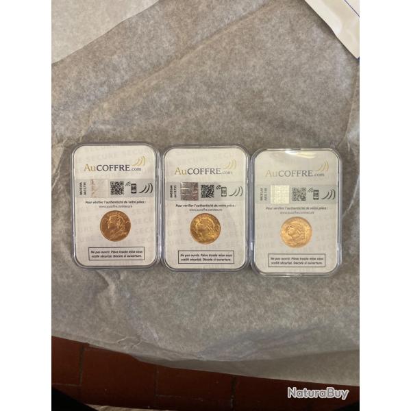 3 Pi�ces or 20 francs suisses vreneli