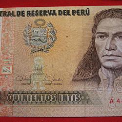 Perou, billet de 500 soles intis 1987 sup