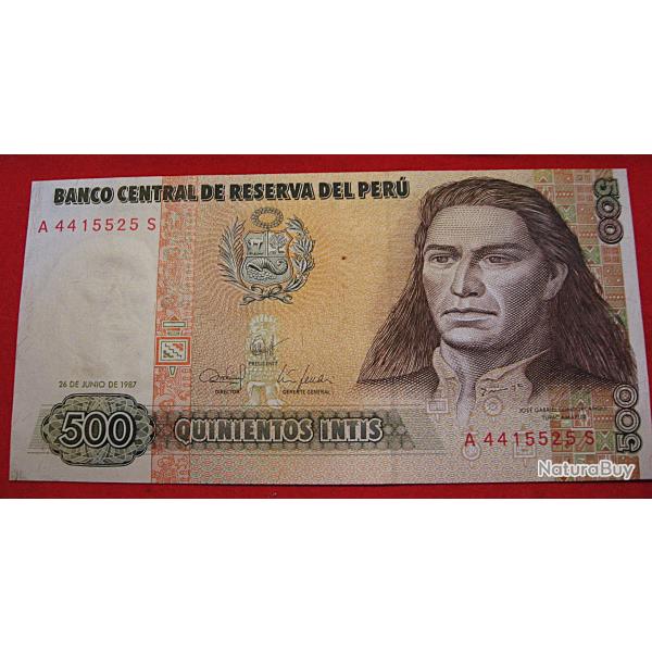 Perou, billet de 500 soles intis 1987 sup