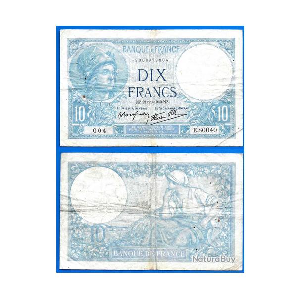 France 10 Francs 1940 Minerve Billet Franc Frs Frc Frcs