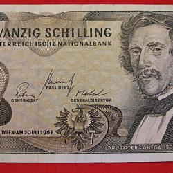 Autriche, billet de 20 schillings  de 1967 ttb+