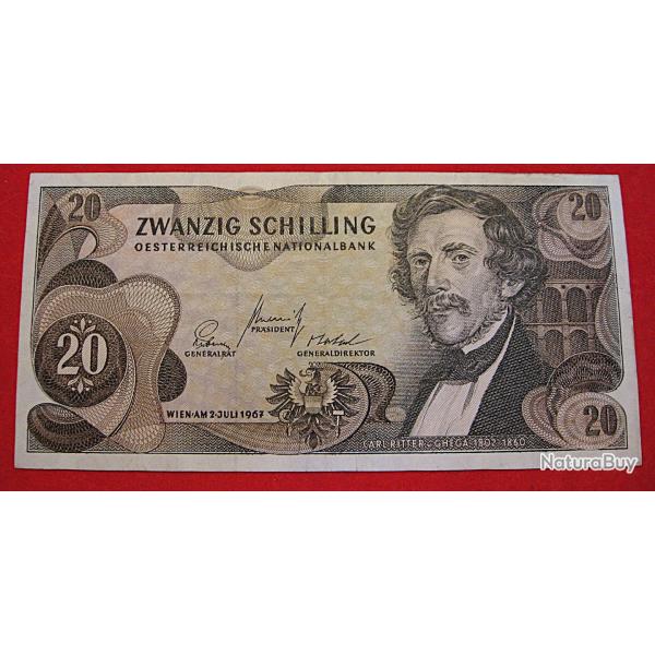 Autriche, billet de 20 schillings  de 1967 ttb+