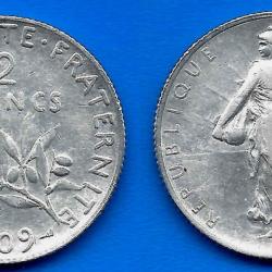 France 2 Francs 1909 Semeuse Piece Argent Franc