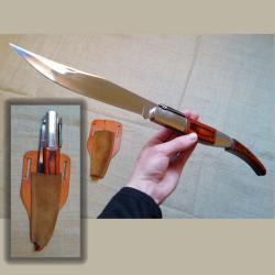 NAVAJA (Couteau pliant g&eacute;ant) Inox + &Eacute;TUI EN CUIR