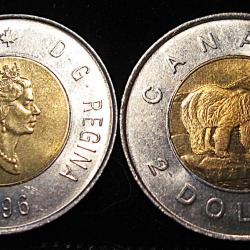 Canada, piece de 2 dollars 1996 ElizabethII bi metal