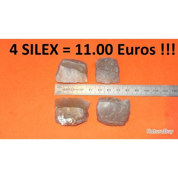 lot de 4 GROS SILEX blonds tranchants en mauvais �tat - VENDU PAR JEPERCUTE (D23K31)