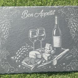 Planche &agrave; d&eacute;couper / Plateau en Ardoise rectangulaire 30 x 40 cm - Bon App&eacute;tit