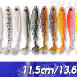 Leurre souple en Silicone, 16 pi&egrave;ces, 10cm, 8g, queue de pagaie,