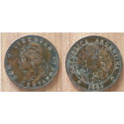 Argentine 2 Centavos 1885 Piece Amerique Sud Pesos Peso Centavo