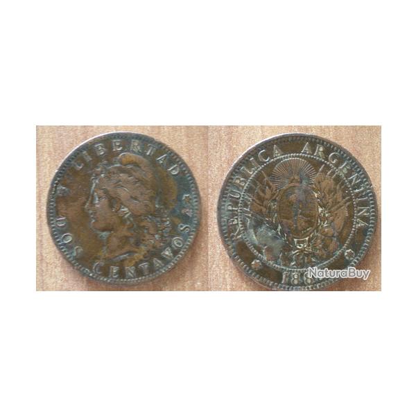 Argentine 2 Centavos 1885 Piece Amerique Sud Pesos Peso Centavo