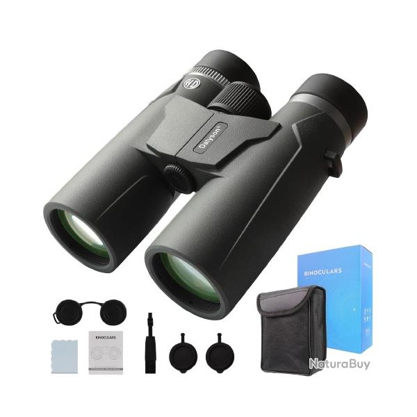 Jumelles 10x42 HD BAK4 Observation Oiseaux Randonn�e Camping Chasse Optique Haute Luminosit�  Noir