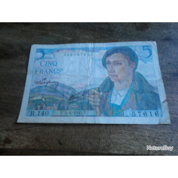 monnaie 5 francs  berger   U.5.4. 1945.U