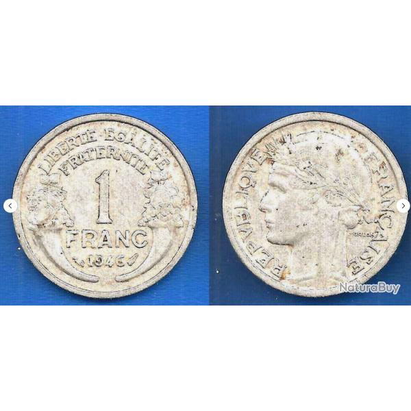 France 1 Franc 1946 Morlon Piece Aluminium De Francs