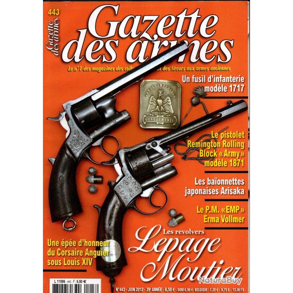 gazette des armes 443 revolvers lepage moutier, r�mington rolling block army 1871,
