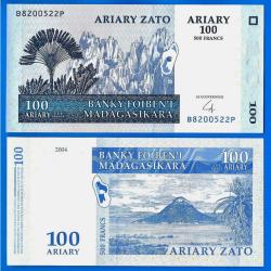Madagascar 100 Ariary 2004 500 Francs Billet Montagne Afrique