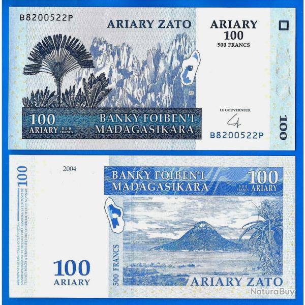 Madagascar 100 Ariary 2004 500 Francs Billet Montagne Afrique