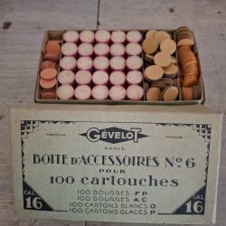 Boite Gevelot accessoires N&deg;6 Bourres et cartons calibre 16