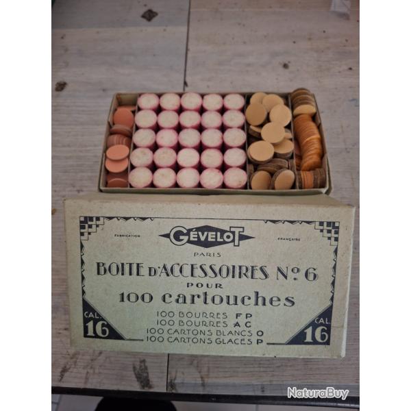 Boite Gevelot accessoires N�6 Bourres et cartons calibre 16