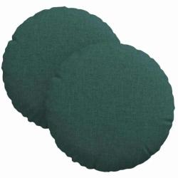 Coussins si&egrave;ge tissu vert fonc&eacute; &Oslash;30x13 cm confort moelleux lot 2