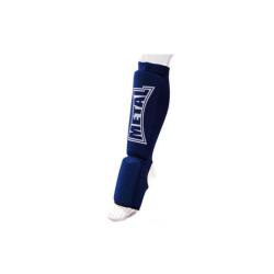 Metal Boxe Protege Tibia + Pied, Mousse Eva, Coton, Elastique Bleu Large