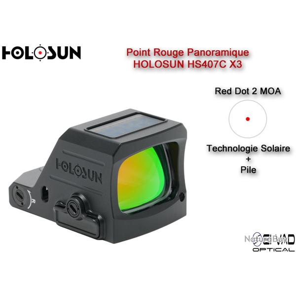 Nouveau !!! Point Rouge Panoramique HOLOSUN HS407C X3 - 2 MOA sans embase