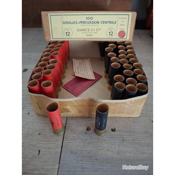 Douilles cartons calibre 16 30 noires et 20 rouges