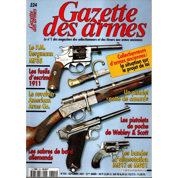 gazette des armes 324 bandes d'alimentation mg17 et mg81 part 2, pm bergmann mp35/1, patte de canard