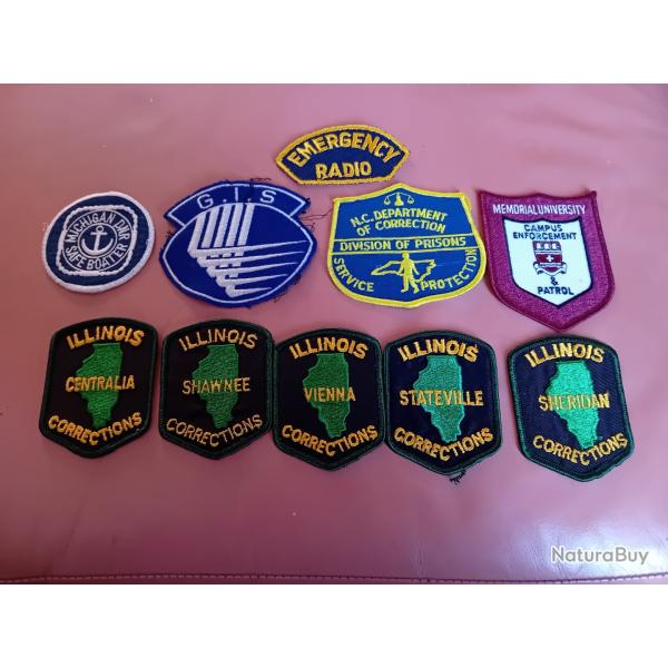 Lot 4 de 10 patchs brod�s de la police am�ricaine.