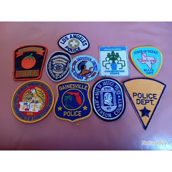Lot 5 de 10 patchs brod�s de la police am�ricaine.