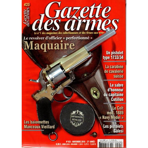 gazette des armes 425 revolver maquaire, colt 1889 navy model, carabine cavalerie suisse 1893,